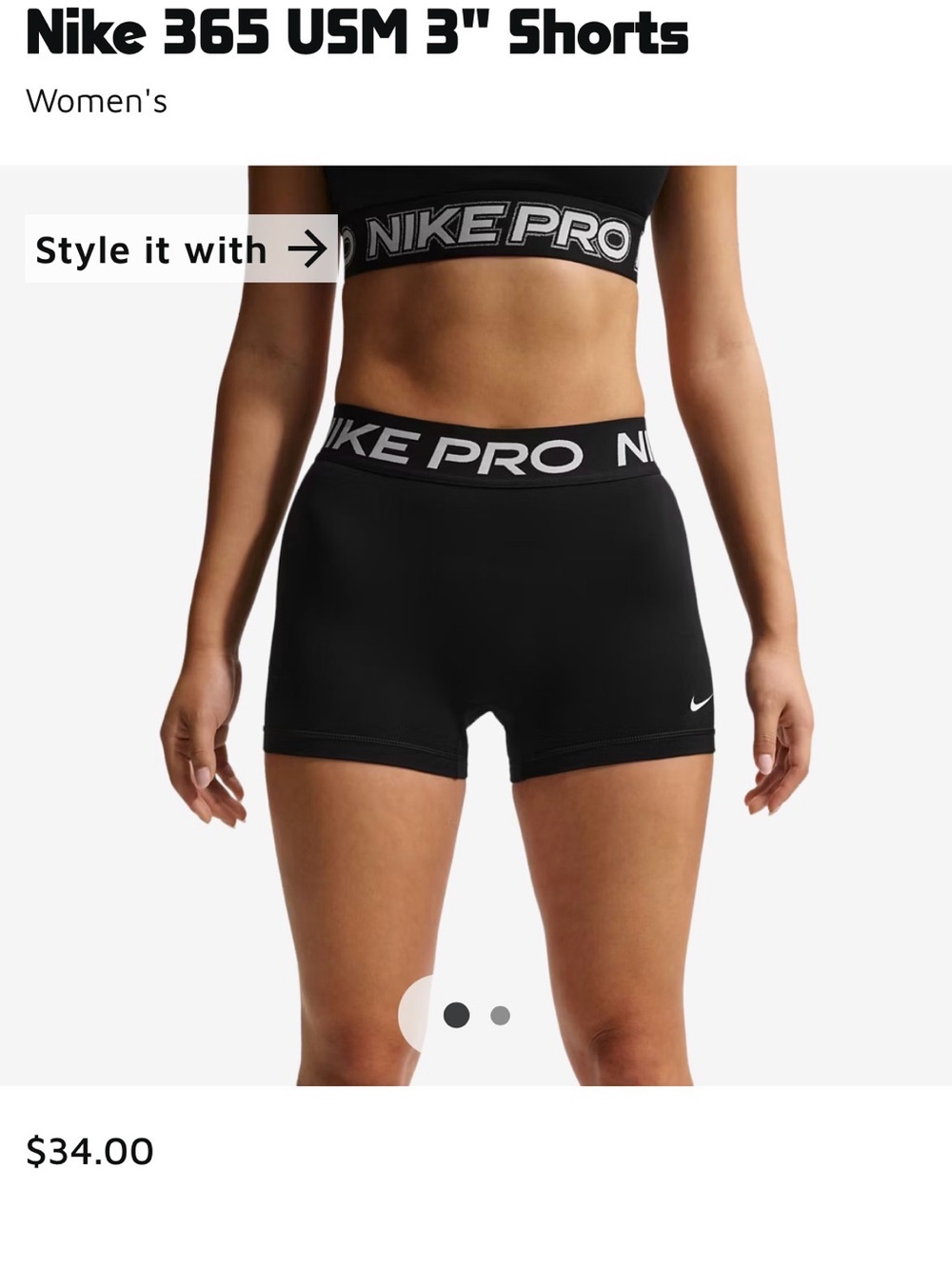 Nike Black Pro 3" Athletic Women's Shorts